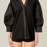 V-neckline Puff Sleeve Shirt