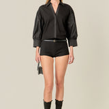 V-neckline Puff Sleeve Shirt