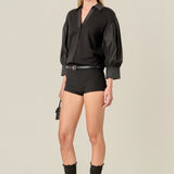 V-neckline Puff Sleeve Shirt