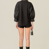 V-neckline Puff Sleeve Shirt