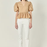 Eyelet Mixed Media Knit Top