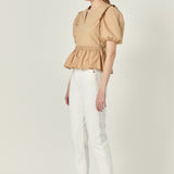 Eyelet Mixed Media Knit Top
