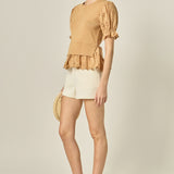 Eyelet Mixed Media Knit Top