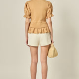Eyelet Mixed Media Knit Top