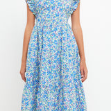 Floral Back Cut-out Midi Dress