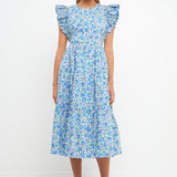 Floral Back Cut-out Midi Dress