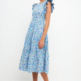 Floral Back Cut-out Midi Dress