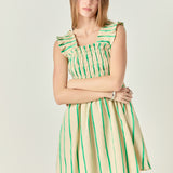 Stripe Ruffled Midi Dress