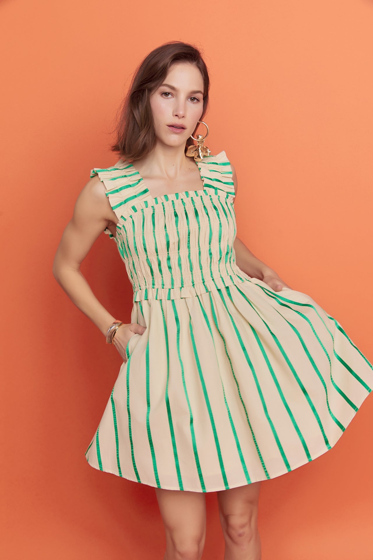 Stripe Ruffled Midi Dress English Factory