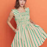 Stripe Ruffled Midi Dress