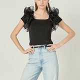 Contrast Organza Top
