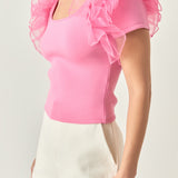 Contrast Organza Top