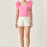 Contrast Organza Top