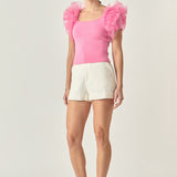 Contrast Organza Top