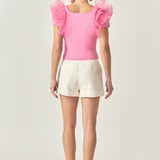 Contrast Organza Top