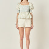 Smocked Floral Puff Sleeve Top