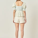 Smocked Floral Puff Sleeve Top