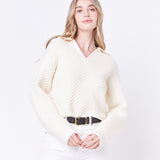 Textured V-neckline Sweater