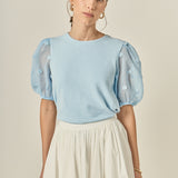 Pom Pom Mixed Media Top