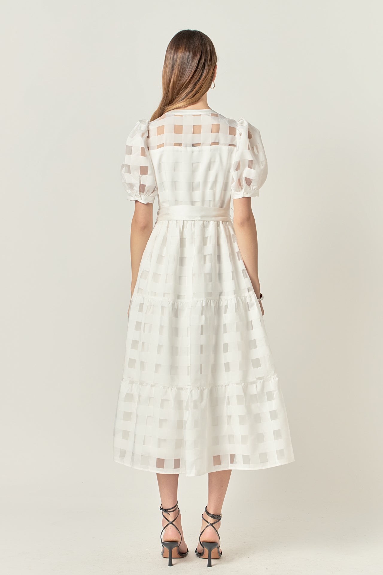 Check Puff Sleeve Midi Dress – English Factory