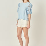 Floral Texture Sleeve Top