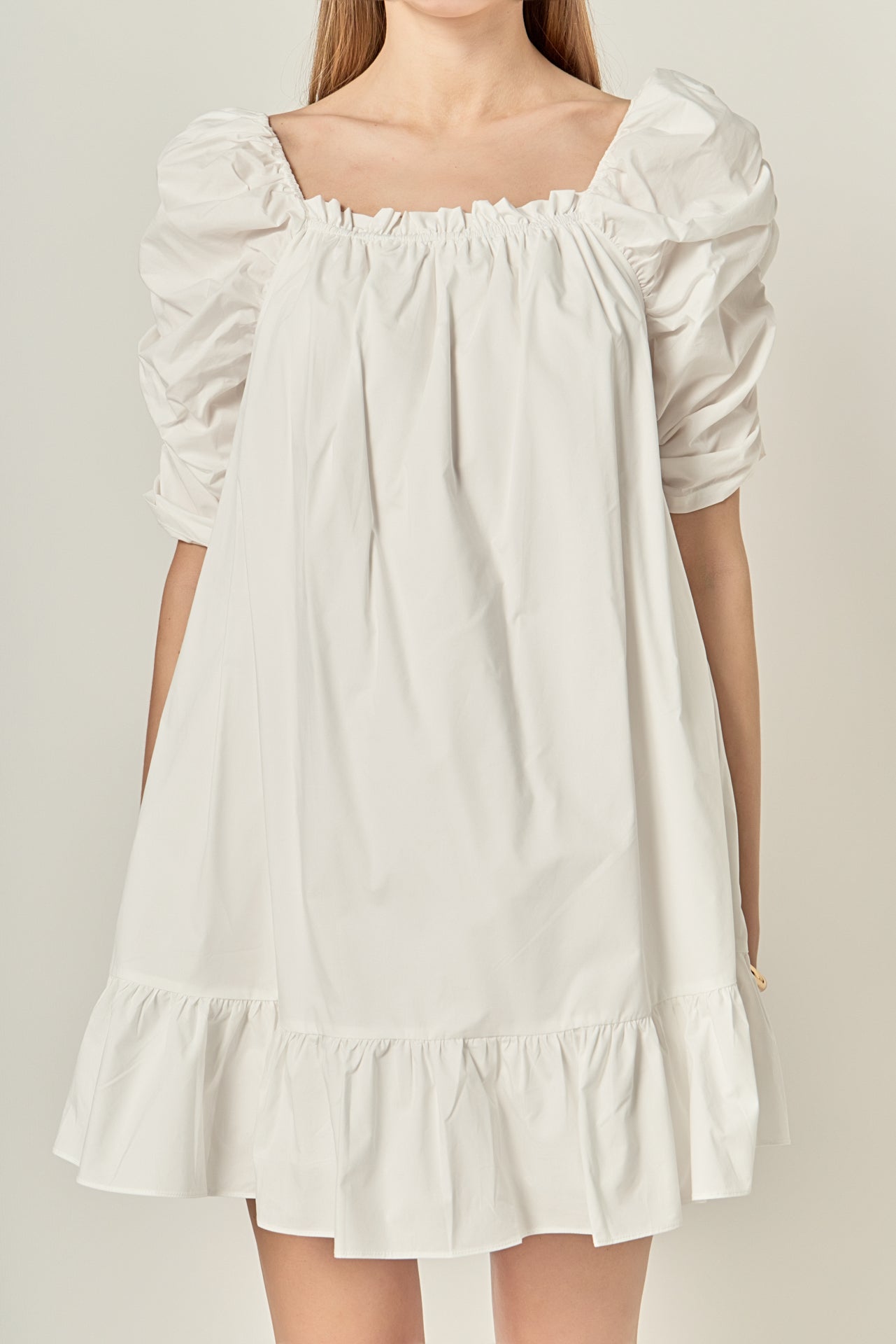 english factory puff sleeve mini dress English Factory Black Puff Sleeve Shirt Mini Dress