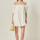 Shirred Puff Sleeve Mini Dress