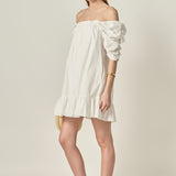Shirred Puff Sleeve Mini Dress