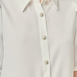 Jewel Button Puff Sleeve Top