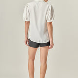 Jewel Button Puff Sleeve Top
