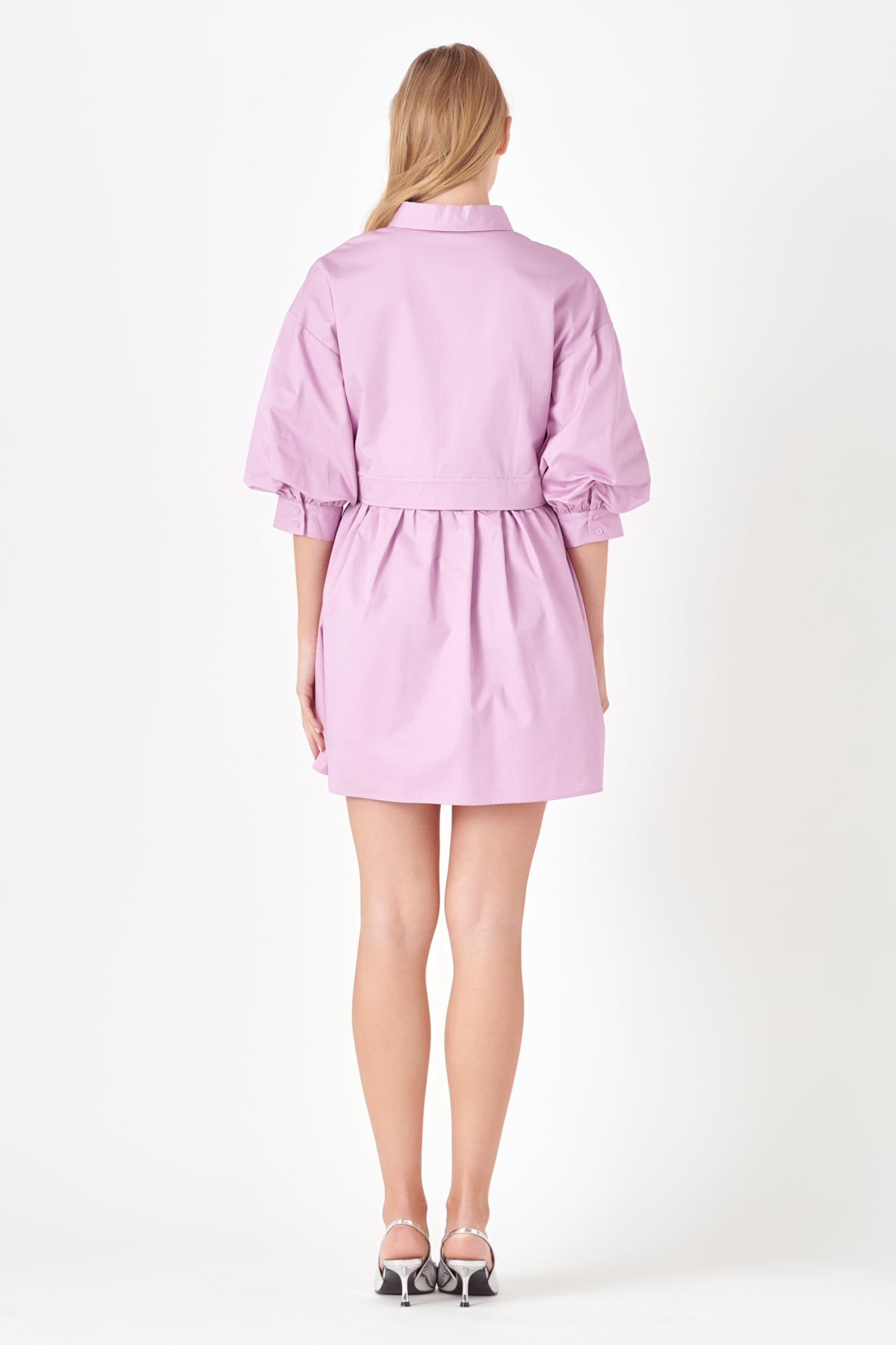 PUFF SLEEVE SHIRT DRESS ORNATE ON A PLATE