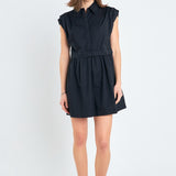 Pleated Shoulder Shirt Dress