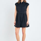 Pleated Shoulder Shirt Dress