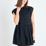 Pleated Shoulder Shirt Dress