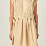 Pleated Shoulder Shirt Dress