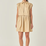 Pleated Shoulder Shirt Dress