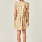 Pleated Shoulder Shirt Dress