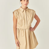 Pleated Shoulder Shirt Dress