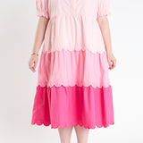 Plus Size Colorblock Scallop Dress