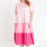 Plus Size Colorblock Scallop Dress