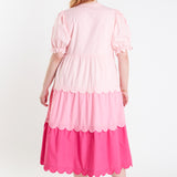 Plus Size Colorblock Scallop Dress