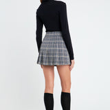 Belt Pleated Check Skort