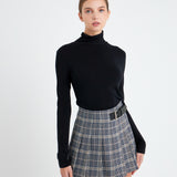 Belt Pleated Check Skort