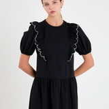 Scallop Edge Knit Mini Dress