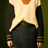 Stripe Knitted Half Zip up Sweater