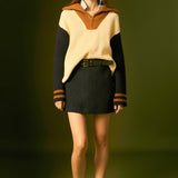 Stripe Knitted Half Zip up Sweater