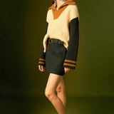 Stripe Knitted Half Zip up Sweater