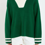 Stripe Knitted Half Zip up Sweater