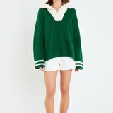 Stripe Knitted Half Zip up Sweater
