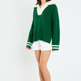Stripe Knitted Half Zip up Sweater